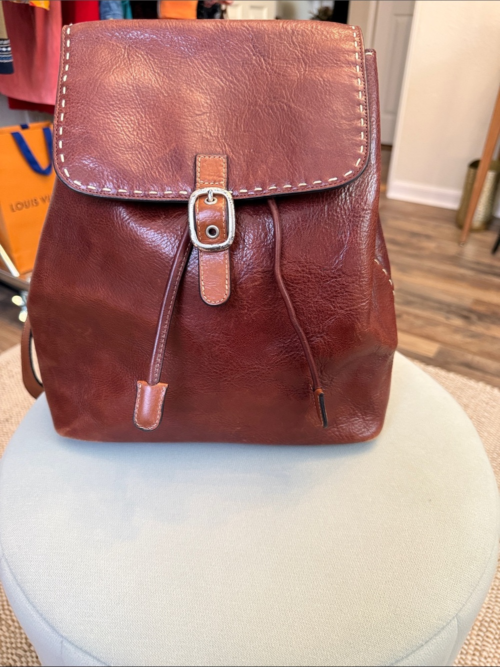 Vintage Brown Leather EL PORTAL Backpack